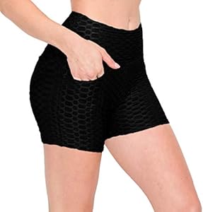 ALWAYS Women's Honeycomb Compression Shorts - High Waist Slimming Butt Lift Textured Workout Shorts Always