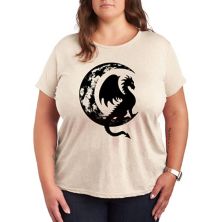 Plus Dragon Sitting On Crescent Moon Graphic Tee Licensed Character