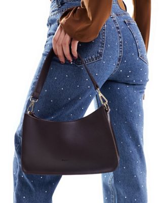 Миниатюрная сумка на плечо PASQ 90s со съемным ремешком через плечо шоколадно-коричневого цвета PASQ