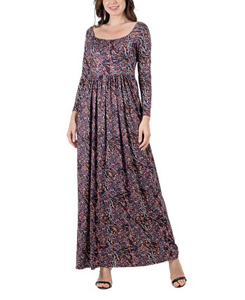 Женское плиссированное платье макси с длинными рукавами и цветочным принтом 24Seven Comfort