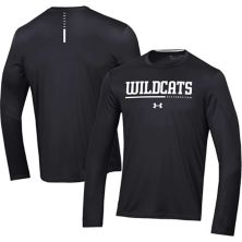 Мужская футболка с длинным рукавом Under Armour Black Northwestern Wildcats 2022 Sideline Training Performance Under Armour