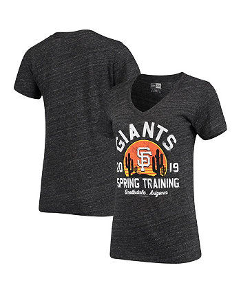 Женская футболка New Era Charcoal San Francisco Giants 2019 Spring Training Sunrise Slub Tri-Blend с v-образным вырезом 5th & Ocean