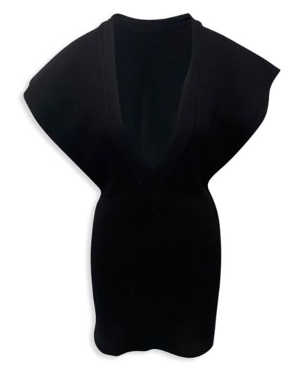 Черное хлопковое вязаное мини-платье с низким V-образным вырезом Jacquemus Jacquemus