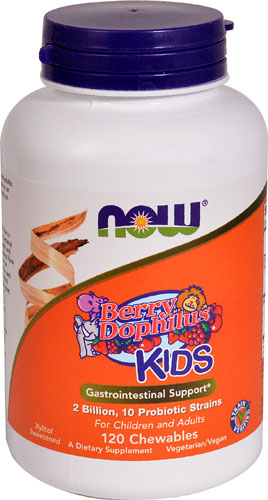 BerryDophilus Kids - 2 миллиарда КОЕ - 120 жевательных таблеток - NOW Foods NOW Foods