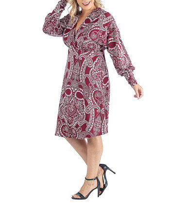 Plus Size Dolman Long Sleeve Cocktail Dress 24seven Comfort Apparel