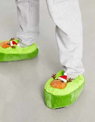 Зеленые рождественские тапочки с авокадо Loungeable Loungeable