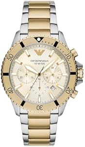 Emporio Armani Men's Chronograph Silver and Gold Two-Tone Stainless Steel Bracelet Watch (Model: AR11606) Emporio Armani