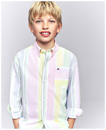 Рубашка с длинными рукавами в полоску для больших мальчиков Tommy Hilfiger