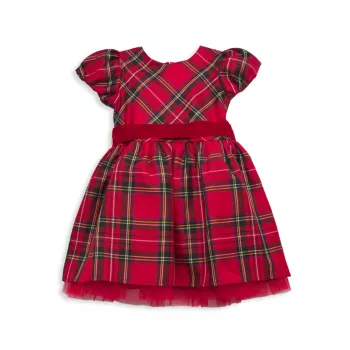 Для маленьких девочек, для маленьких девочек и усилителя; Платье из тафты в шотландскую клетку для девочек With Love Joan