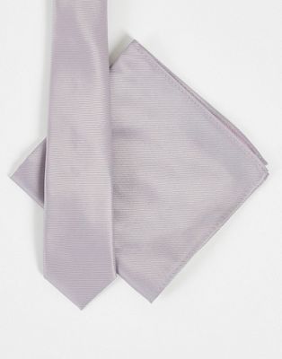 Узкий атласный галстук и нагрудный платок ASOS DESIGN темно-розового цвета ASOS DESIGN
