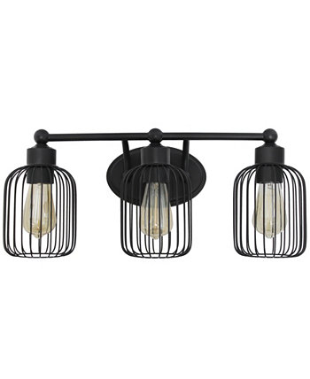 Ironhouse Three Light Industrial Decorative Cage Vanity Uplight Downlight Wall Mounted Fixture f LALIA HOME