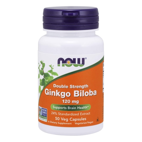 Гинкго Билоба Двойной Силы - 120 мг - 50 растительных капсул - NOW Foods NOW Foods