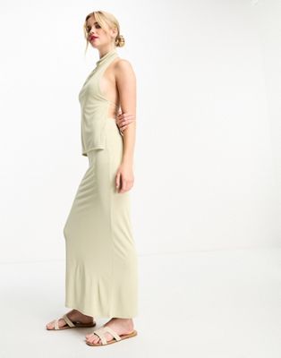 Облегающая юбка-колонна песочного цвета Pull&Bear — часть комплекта Pull&Bear