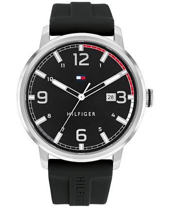Мужские часы с черным силиконовым ремешком 46 мм, созданные для Macy's Tommy Hilfiger