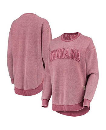 Женский пуловер с пончовиллем Indiana Hoosiers малинового цвета с эффектом потертости Pressbox