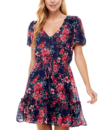 Juniors' Floral-Print Fit & Flare Dress Crystal Doll
