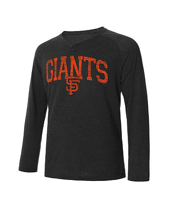 Мужская черная футболка с длинными рукавами San Francisco Giants Inertia Raglan Henley Concepts Sport