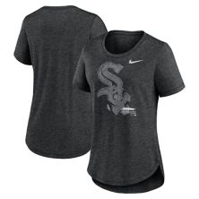 Women's Nike Heather Black Chicago White Sox Touch Tri-Blend T-Shirt Nitro USA