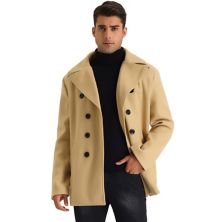 Double Breasted Pea Coat For Men's Formal Notch Lapel Long Trench Coat Lars Amadeus