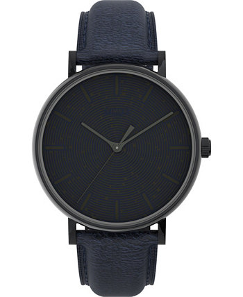 Мужские часы Fairfield с синим кожаным ремешком 41 мм Timex