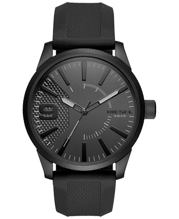 Мужские черные часы с силиконовым ремешком 46x53мм DZ1807 Diesel