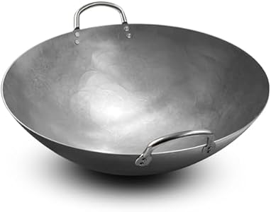 SUNRISE Kitchen Supply Heavy Duty Hong Kong Style Carbon Steel Wok (Round Bottom) 15" SUNRISE