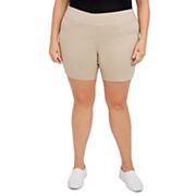 Hearts Of Palm Plus Size Essentials Solid Color Tech Stretch Short With All Around Elastic Waistband Hearts Of Palm