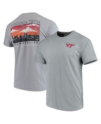Men's Gray Virginia Tech Hokies Team Comfort Colors Campus Scenery T-shirt Image One
