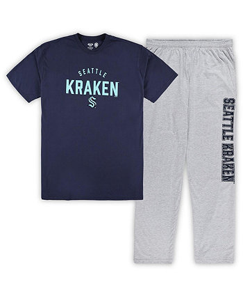 Мужской комплект Seattle Kraken Navy, Heather Grey, большая и высокая футболка и брюки для отдыха Profile