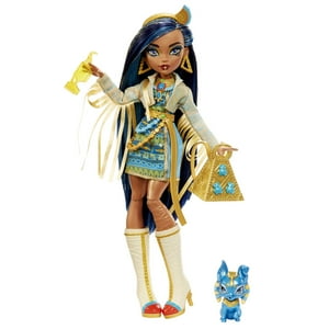 Monster High Cleo De Nile Fashion Doll with Blue Streaked Hair, Accessories & Pet Dog Monster High