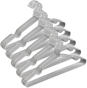 Tosnail 50 Pack 16-Inch Stainless Steel Wire Metal Hangers Non-Slip Hangers Closet Clothes Hangers Space Saving Hangers - Grey Tosnail