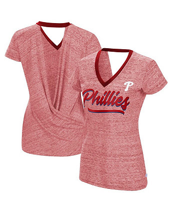 Женская красная футболка с v-образным вырезом Philadelphia Phillies Halftime Back Wrap Top Touch