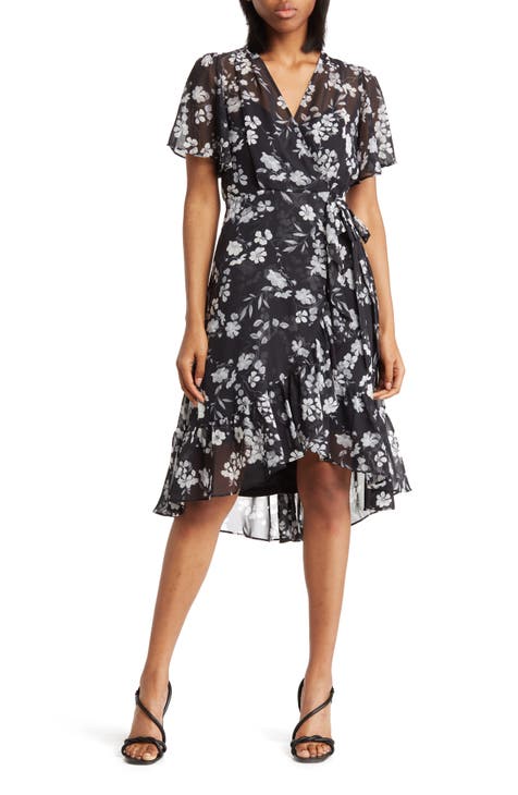 Платье миди из шифона с цветочным принтом Calvin Klein