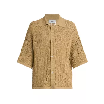 Raffia Knit Button-Front Shirt BONSAI