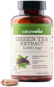 NatureWise Green Tea Extract Capsules (Капсулы) 1000 mg - 50% EGCG & 98% Polyphenols - Extra Strength Antioxidants for Heart Health and Energy - Vegan, Gluten Free, Non-GMO - 60 Capsules[1-Month Supply] NatureWise