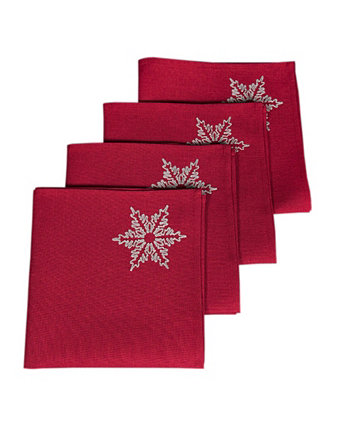 Рождественские салфетки Glisten Snowflake с вышивкой, 20 x 20 дюймов, набор из 4 Xia Home Fashions