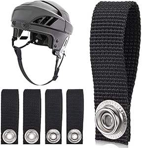 Hockey Helmet Chin Strap Detachable Helmet Loops Hockey Sports Chin Strap Helmet Replacement Strap with Single Snap Hockey Helmet Accessory, Black Shappy