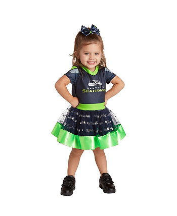 Toddler Girls College Navy Seattle Seahawks Tutu Tailgate Game Day V-Neck Costume Jerry Leigh