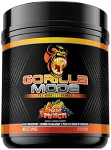 Gorilla Mode Pre Workout - Massive Pumps · Laser Focus · Energy · Power - L-Citrulline, Creatine, L-Tyrosine, Betaine, Hydroprime®, Alpha-GPC, 400mg Caffeine, Huperzine A – 800g (BlackBerry Lemonade) Gorilla Mind