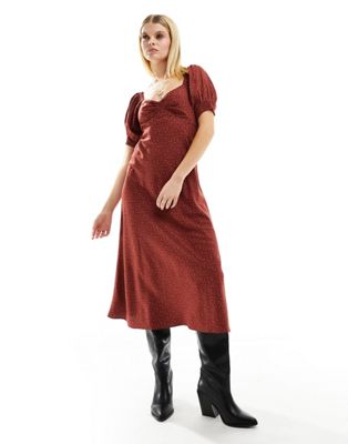 Красное платье миди Madewell с цветочным принтом Madewell