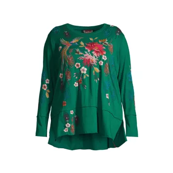 Ashira Embroidered Long-Sleeve Blouse Johnny Was, Plus Size