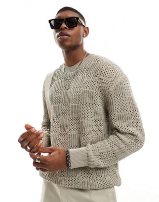 Текстурный вязаный свитер цвета хаки Pull&Bear Pull&Bear