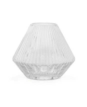 Маленькая рифленая ваза из прозрачного стекла, созданная для Macy's Hotel Collection