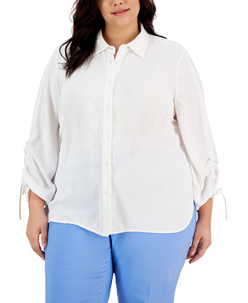 Блузка больших размеров с рюшами на рукавах Anne Klein