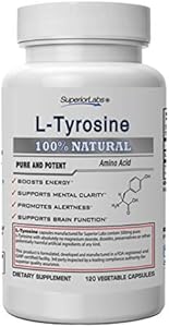 Superior Labs – Pure Natural L-Tyrosine NonGMO – 500 mg, 120 Vegetable Capsules – Supports Mental Clarity – Promotes Alertness – Boosts Energy – Dietary Supplement for Calming and Relaxation Superior Labs