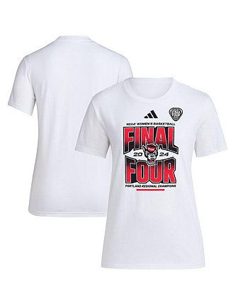 Women's White NC State Wolfpack 2024 NCAA Women's Basketball Tournament March Madness Final Four Locker Room T-Shirt Adidas