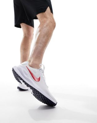 Мужские кроссовки Nike для бега модель Revolution 7 в белом и красном цвете для повседневного стиля жизни Nike