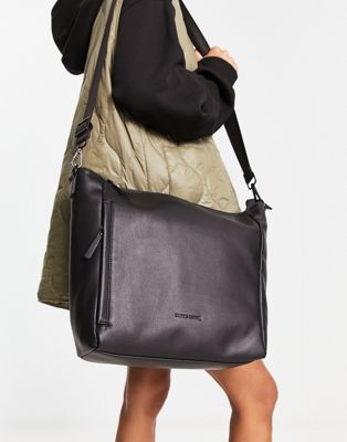 Smith & Canova leather slouch shoulder/backpack bag in black Smith And Canova