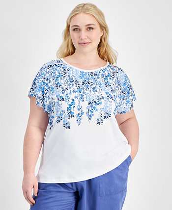 Plus Size Floral-Print Pullover Top Tommy Hilfiger