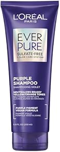 L’Oreal Paris Sulfate Free Brass Toning Purple Shampoo for Blonde, Bleached, Silver, or Brown Highlighted Hair, EverPure, 6.8 Fl Oz (Packaging May Vary) L'Oréal Paris